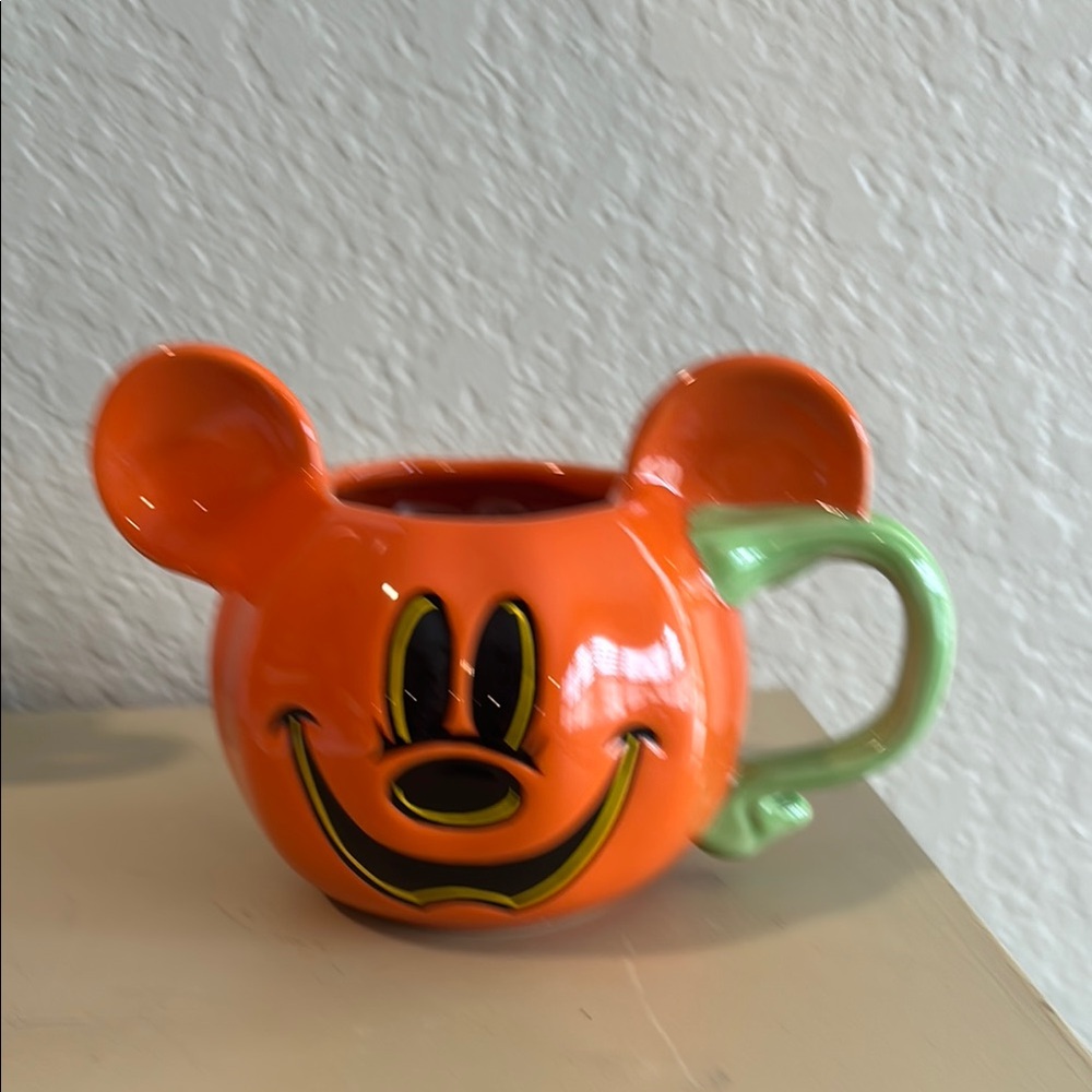 Disney Orange and Green Pumpkin Mickey Mouse Mug